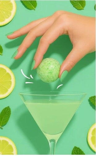 Bombe à cocktail citron vert , menthe verte et rhum sans alcool (39 gr)