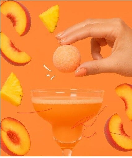Bombe à cocktail sans alcool ananas , pêche (39 gr)