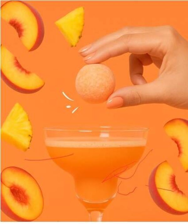 Bombe à cocktail sans alcool ananas , pêche (39 gr)