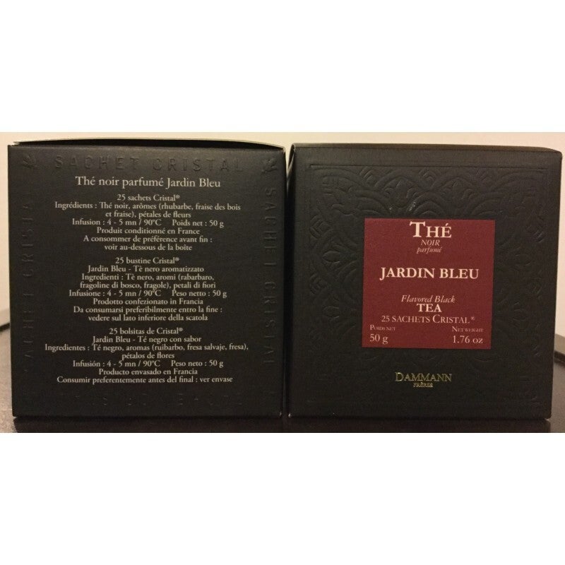 Jardin Bleu, thé noir parfumé, 25 sachets cristal