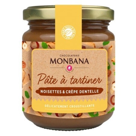 Pâte à tartiner noisettes et crêpes dentelles  Monbana