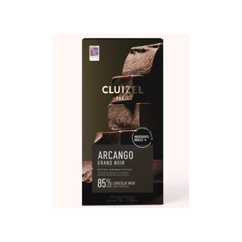 Tablette Chocolat Noir Arcango cacao 85%CLUIZEL