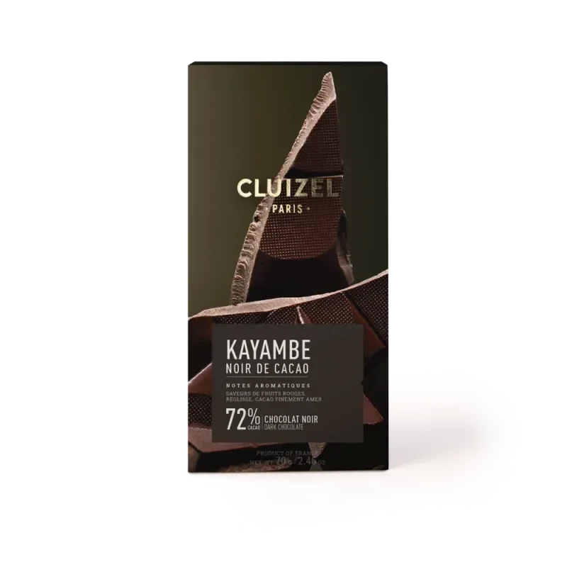 Tablette chocolat Noir de cacao 72% Kayambe CLUIZEL