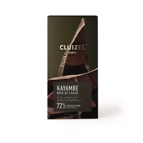 Tablette chocolat Noir de cacao 72% Kayambe CLUIZEL