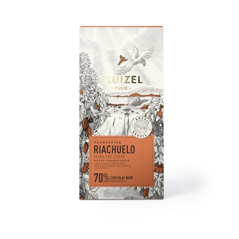 Tablette chocolat noir 70% Plantation RIACHUELO Bresil CLUIZEL