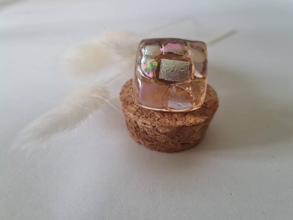 Bague carré en verre dichroique