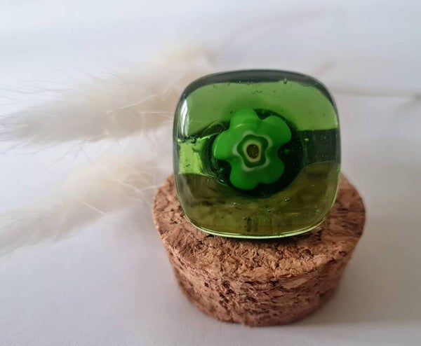 Bague carré en verre fusing