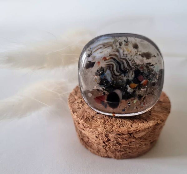 Bague carré en verre fusing