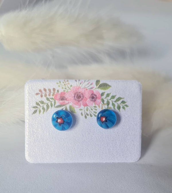 Boucle d'oreille clou en verre