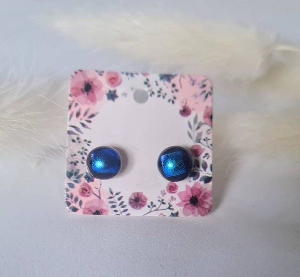 Boucle d'oreille clou en verre dichroique