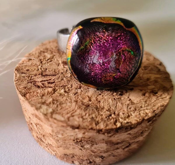 Bague en verre dichroique