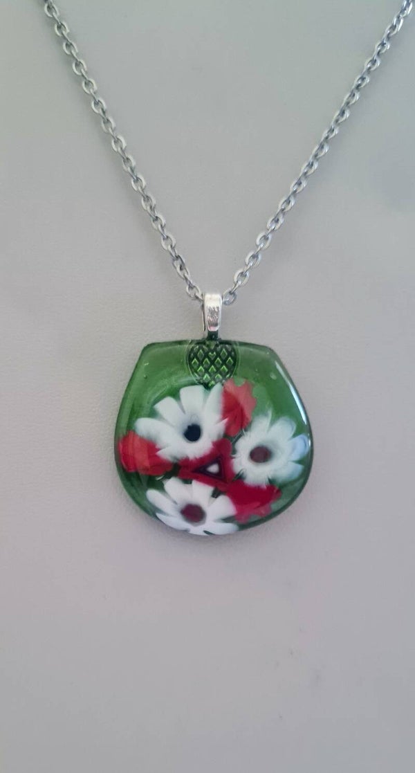 Pendentif en verre fleur