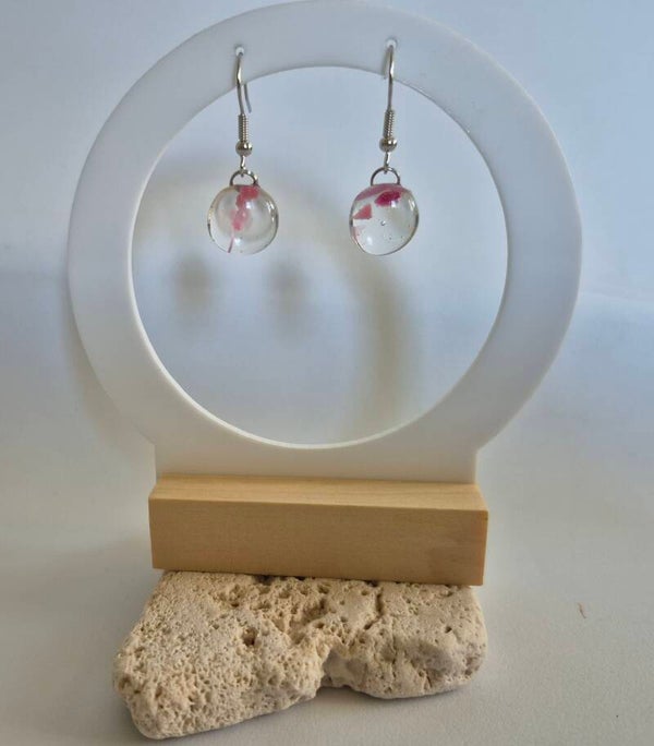 Boucle d'oreille pendante en verre fusing