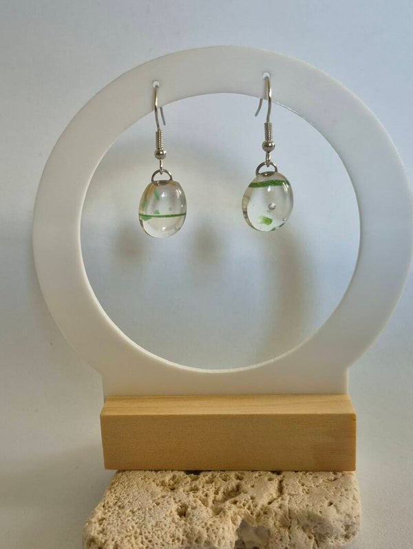 Boucle d'oreille pendante en verre fusing