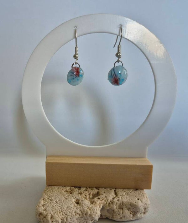 Boucle d'oreille pendante en verre fusing