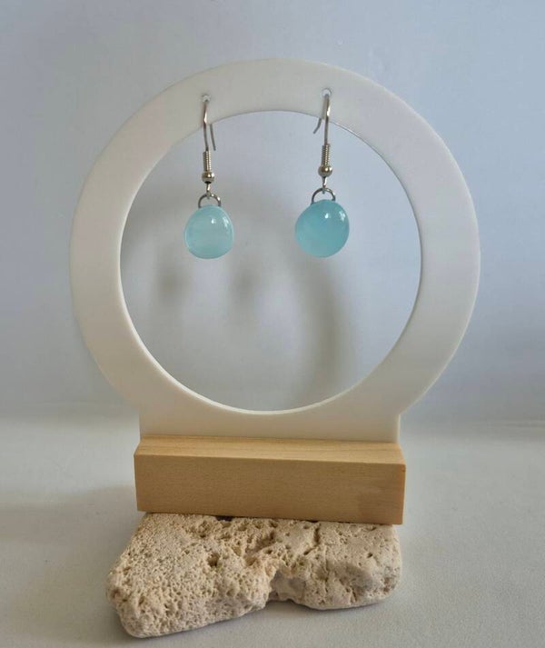 Boucle d'oreille pendante en verre fusing