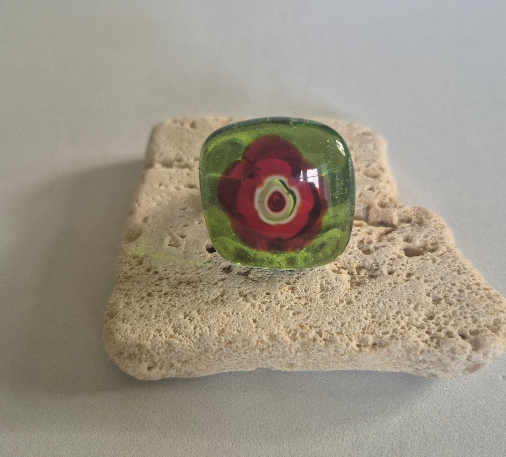 Bague carré en verre fusing