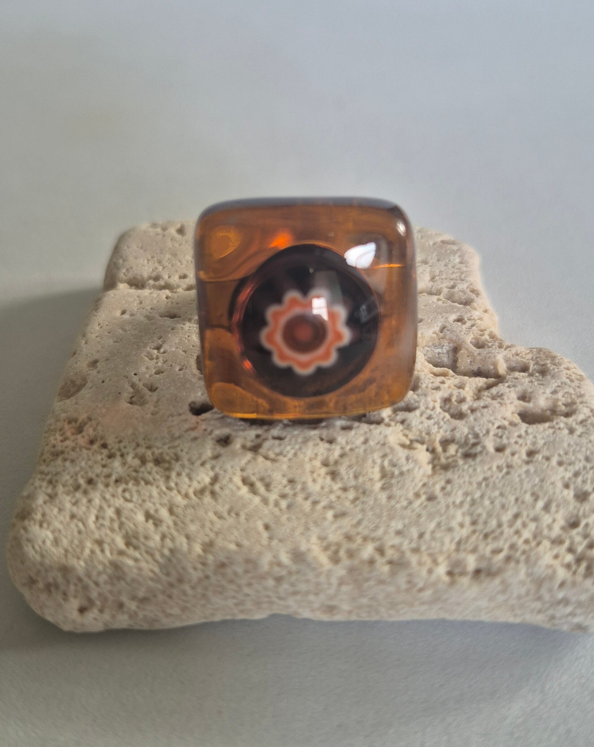 Bague carré en verre fusing