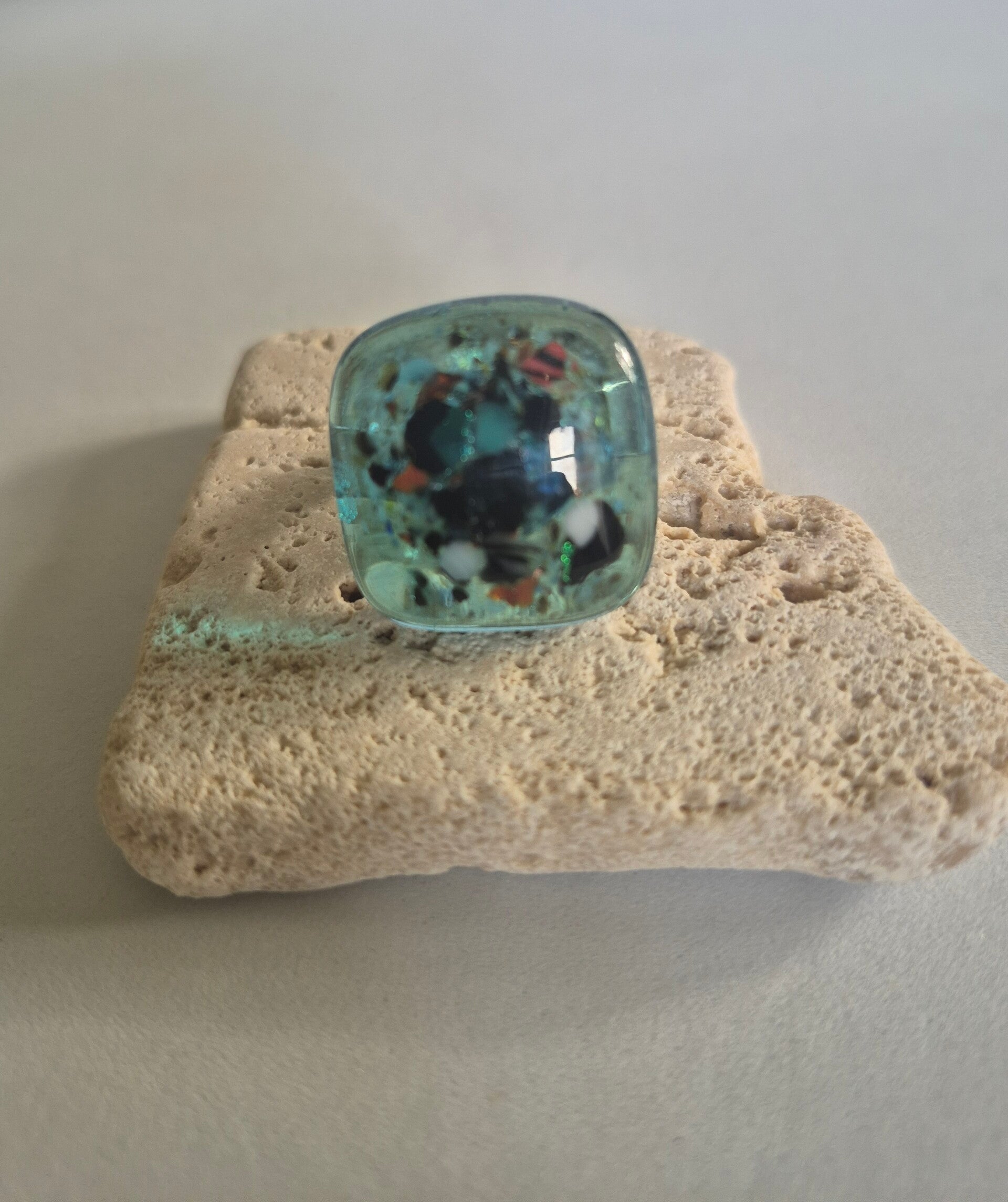 Bague carré en verre fusing