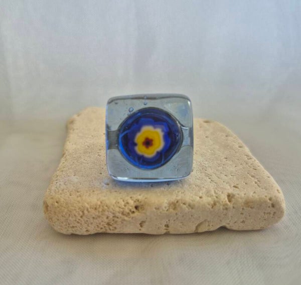 Bague carré en verre fusing