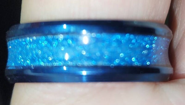 Blue sparkle on blue stainless steel