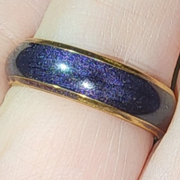 Purple sparkle gold plated stainless steel