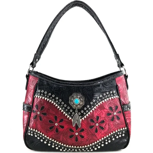 Borsa Hobo Bessie Turchese Concho Feather