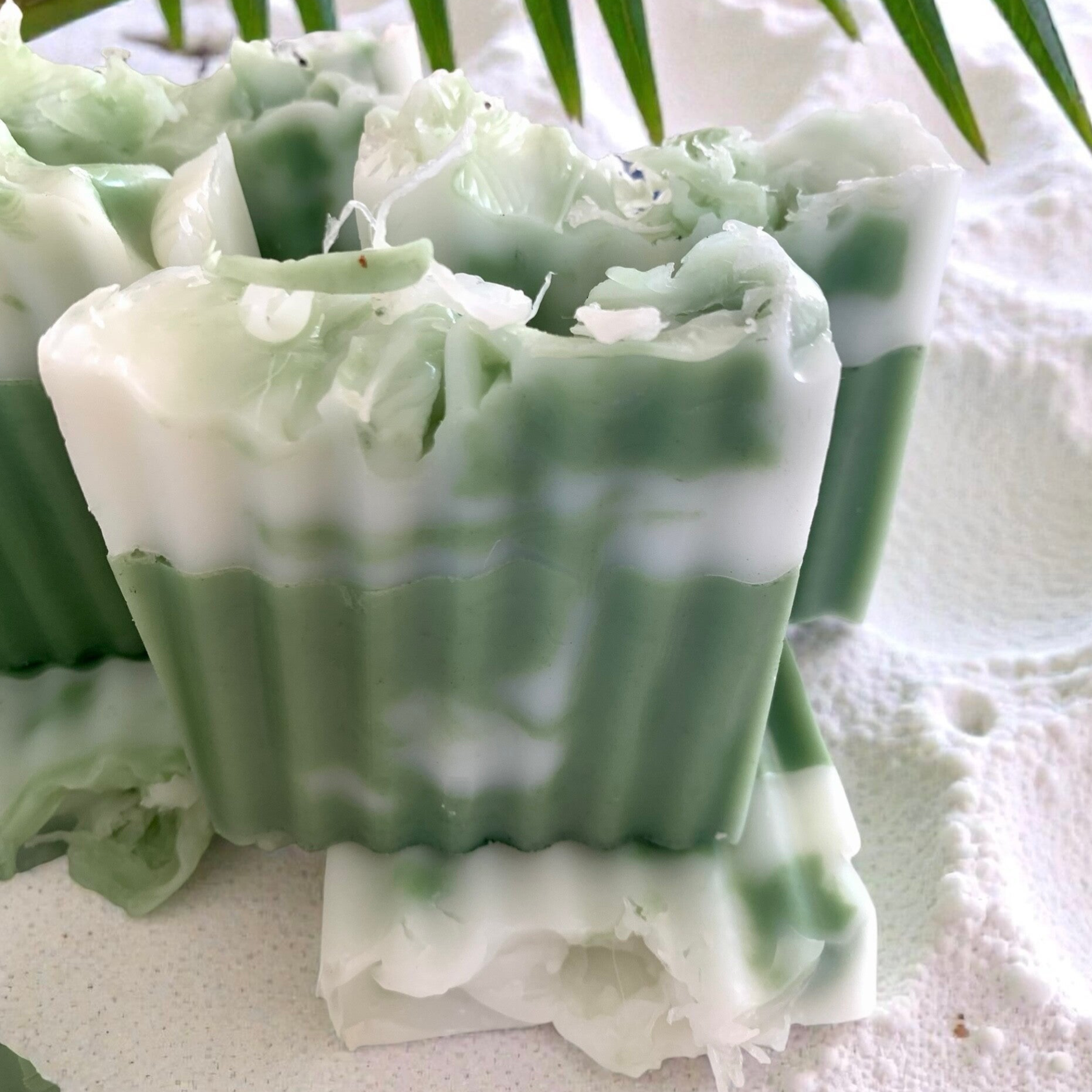 Savon Artisanal bicolore Basilic-Thym - Fraicheur végétale
