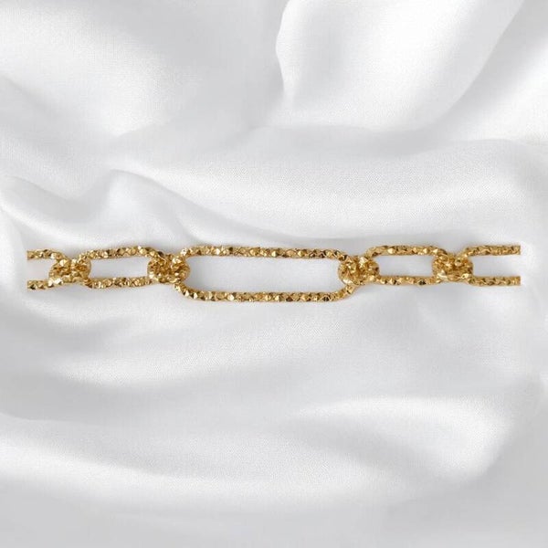 Bracelet SIMONE plaqué or 18k | Mailles rectangulaires martelées