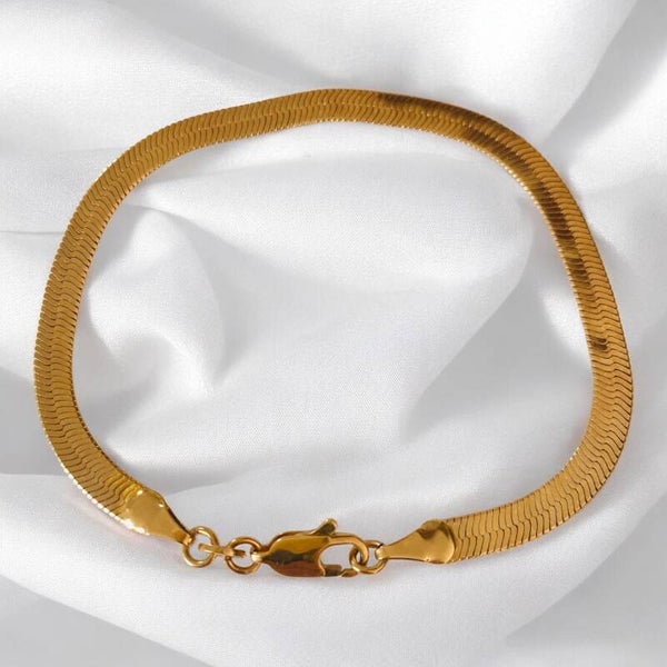Bracelet Amy | Maille Serpent Plate plaquée or 18k