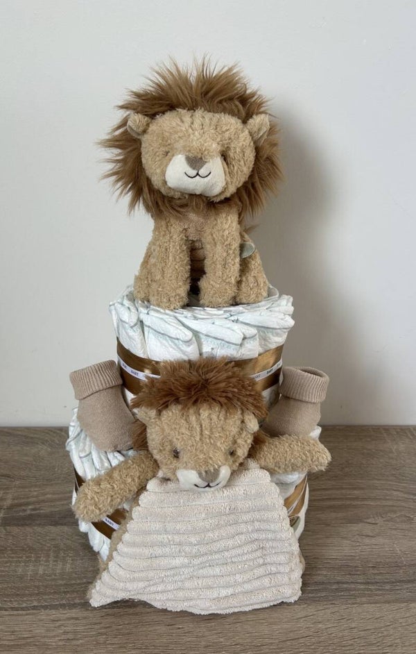 2-LAAGS NEUTRALE LUIERTAART LITTLE DUTCH SAFARI FRIENDS LEEUW