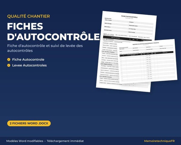 Fiches d'Autocontrôle Chantier BTP — Modèles Word