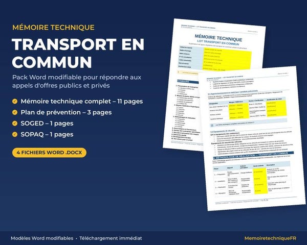 Pack Mémoire Technique Transport en Commun — MT + PPSPS + SOGED + SOPAQ