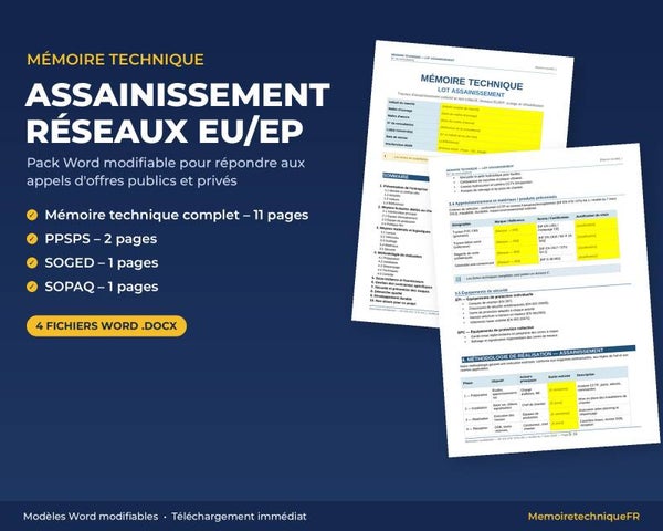 Pack Mémoire Technique Assainissement Réseaux — MT + PPSPS + SOGED + SOPAQ