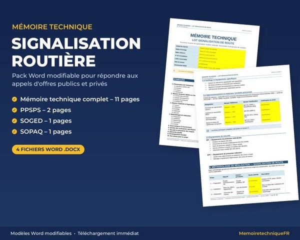 Pack Mémoire Technique Signalisation Routière — MT + PPSPS + SOGED + SOPAQ