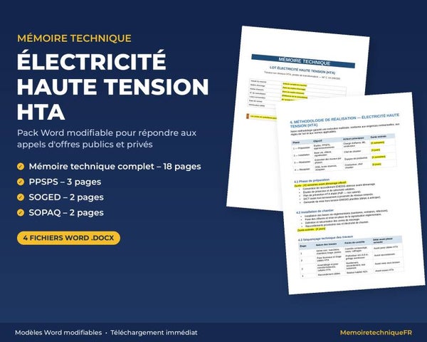 Pack Mémoire Technique Électricité HTA — MT + PPSPS + SOGED + SOPAQ