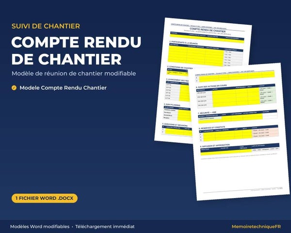 Compte Rendu Chantier BTP — Template Word Hebdomadaire