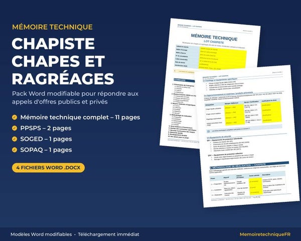 Pack Mémoire Technique Chapiste — MT + PPSPS + SOGED + SOPAQ