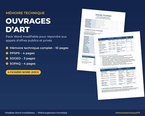 Pack Mémoire Technique Génie Civil Ouvrages d'Art — MT + PPSPS + SOGED + SOPAQ