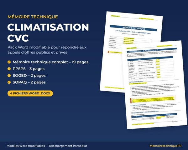 Pack Mémoire Technique Climatisation CVC — MT + PPSPS + SOGED + SOPAQ