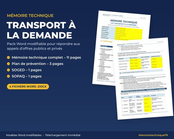 Pack Mémoire Technique Transport à la Demande — MT + PPSPS + SOGED + SOPAQ