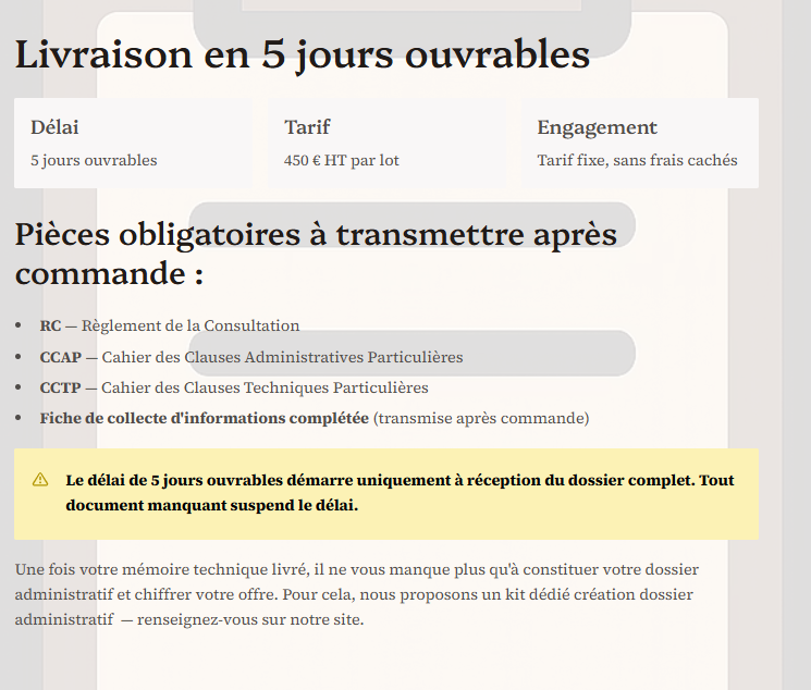 Mémoire Technique Personnalisé — Rédigé sur mesure pour votre appel d'offres