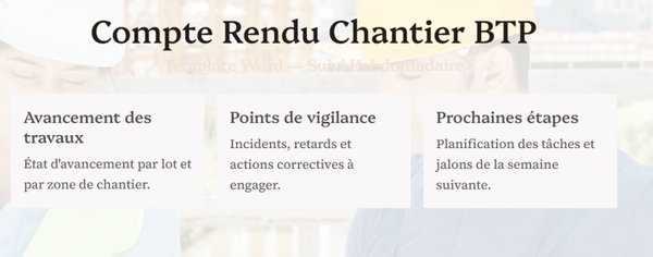 Compte Rendu Chantier BTP — Template Word Hebdomadaire