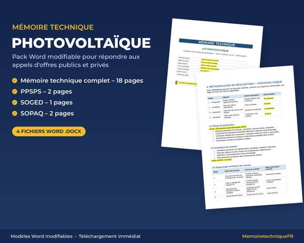 Pack Mémoire Technique Photovoltaïque — MT + PPSPS + SOGED + SOPAQ