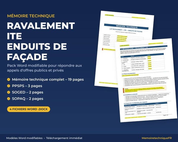 Pack Mémoire Technique Ravalement de Façade — MT + PPSPS + SOGED + SOPAQ