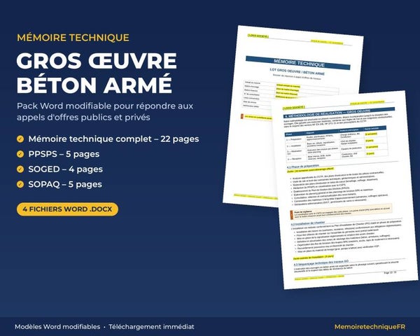 Pack Mémoire Technique Gros Œuvre — MT + PPSPS + SOGED + SOPAQ