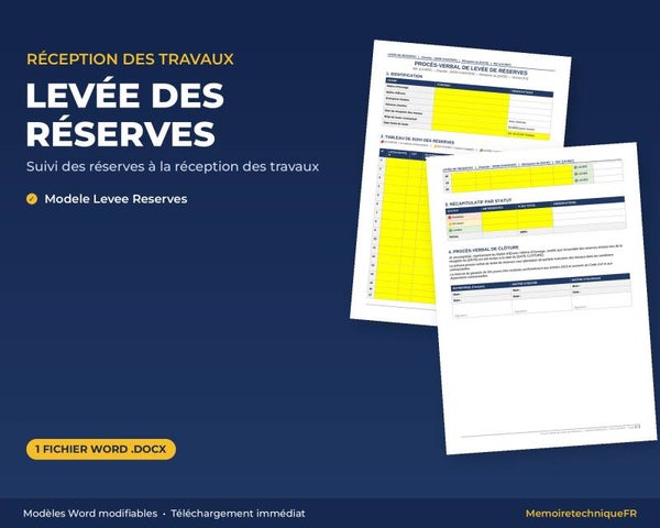 Levée de Réserves Chantier BTP — Template Suivi et Clôture Word