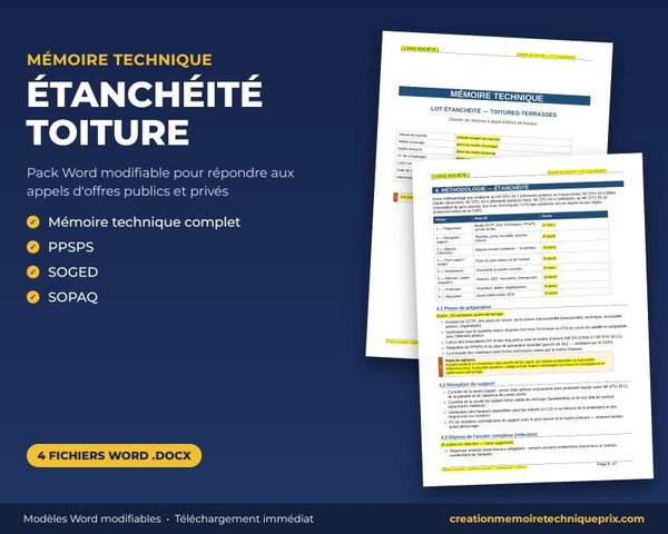 Pack Mémoire Technique Étanchéité — MT + PPSPS + SOGED + SOPAQ