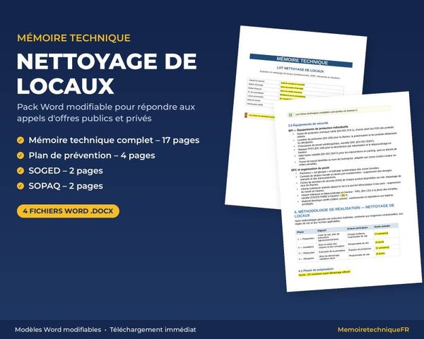 Pack Mémoire Technique Nettoyage de Locaux — MT + PPSPS + SOGED + SOPAQ