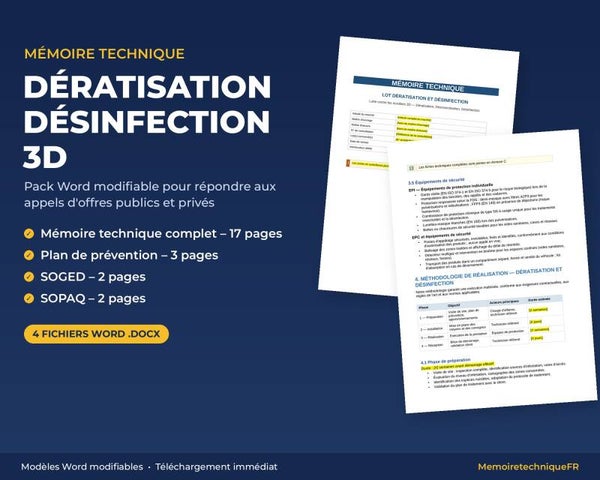 Pack Mémoire Technique Dératisation Désinsectisation — MT + PPSPS + SOGED + SOPAQ